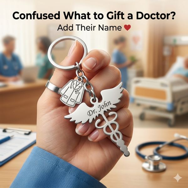Personalized Doctor Keychain – Custom Name Engraved Stainless Steel Gift for Doctors & Medical Professionals – collectible keychain accessory for car, bike and bag keys